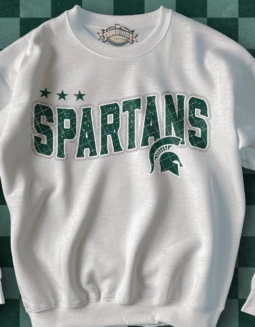 Load image into Gallery viewer, YOUTH Spartans Crewneck w/sleeve design
