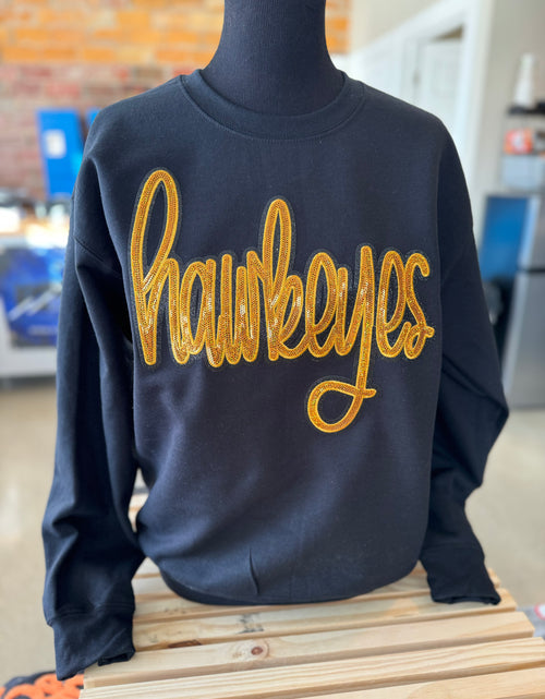 Load image into Gallery viewer, Hawkeyes Gold Sequin Crewneck
