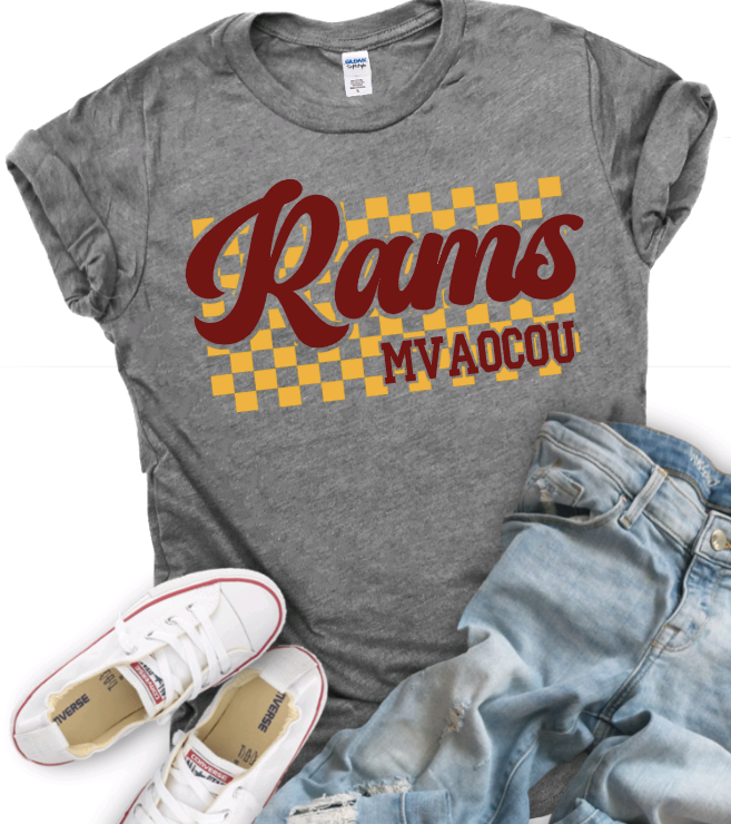 BELLA + CANVAS Rams Checkered T-shirt